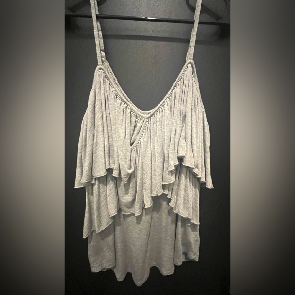 Chaser slevveless Gray Ruffle Tank… - Picture 3 of 6
